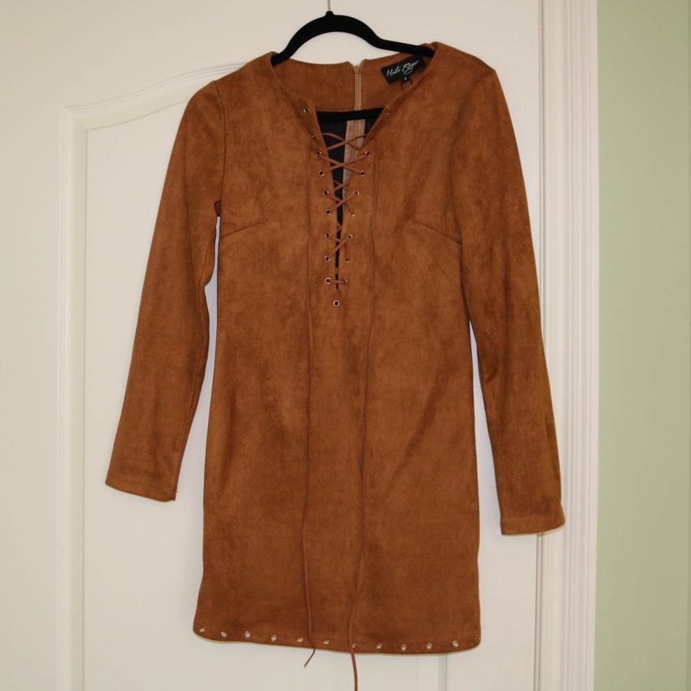Long Sleeve Brown Soft Dress